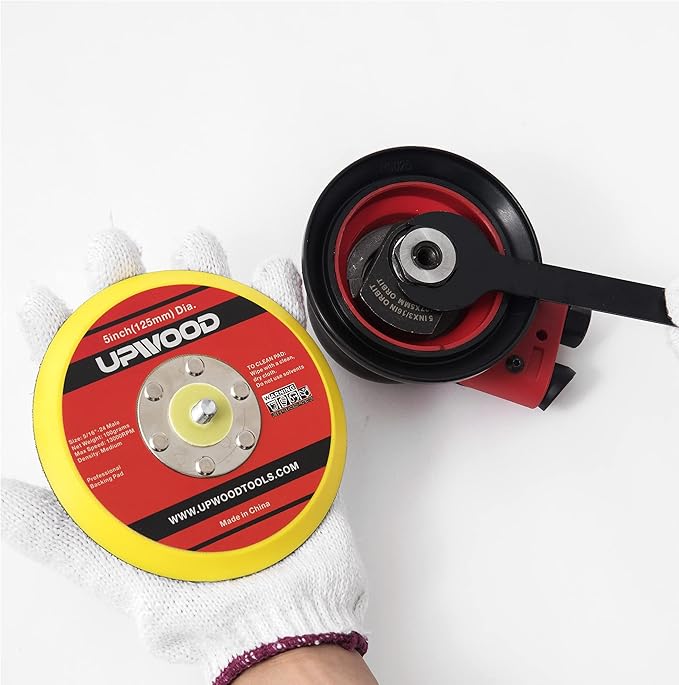 UPWOOD 2 pcs 5" Vinyl Face PSA Backing Pad for Air Sander Polisher, 5/16" Arbor with 24 Thread 1,3000RPM DA Sanding Pad