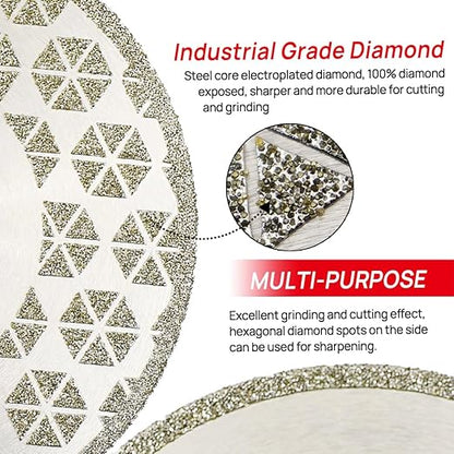 DT-DIATOOL Diamond Blade 4.5" x 5/8" Thread Flange 2-Pack - Single Side Electroplated Diamond Cutting and Grinding Disc for Granite Marble Natural Stone Tiles