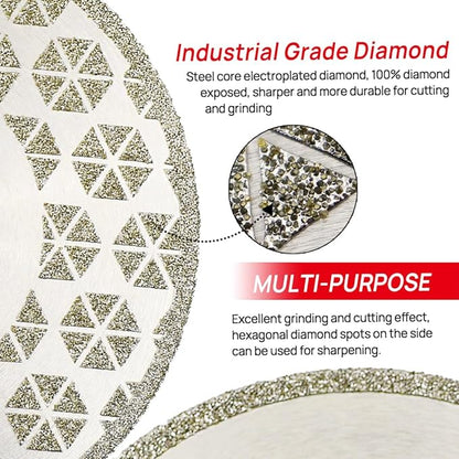 DT-DIATOOL Diamond Blade 5" x 5/8" Thread Flange 2-Pack - Single Side Electroplated Diamond Cutting and Grinding Disc for Granite Marble Natural Stone Tiles