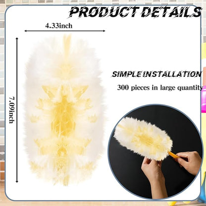 Vesici 300 Pcs Duster Refills Compatible with Swiffer Dusters Bulk Disposable Replacement Thickened with 1 Handle Heavy Duty for Cleaning, Office (Yellow)