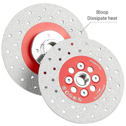 LOZLIN 3PCS 115MM Vacuum Brazed Ultra-Thin Multi-Pore Flat Abrasive Sheet Disc for Porcelain Glass Ceramic Tile Granite Marble Diamond Saw Blade (red and Porous, 1)