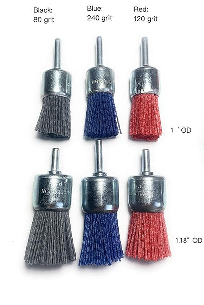 Signi 12 Pack Nylon Bristle Filament Abrasive Brush Drill Wheel and Cup Brush Set with 1/4 Inch Shank, Surface prep Remove Rust/Corrosion/Paint (3" Wheel, Straight Shank)