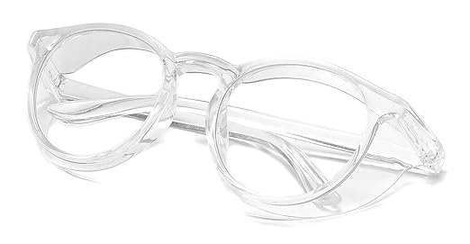 Alsenor Safety Glasses Anti Fog Goggles Protective Eyewear Blue Light Blocking Anti Dust UV Protection Glasses For Men Women (Round-Transparent)