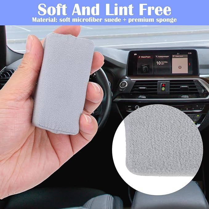 20 Pack Microfiber Applicator Pads - Suede Car Detailing Sponges for Ceramic Coating, Wax & Graphene Spray - Reusable Coating Applicator Pads for Cars, Metal & Plastic Trim