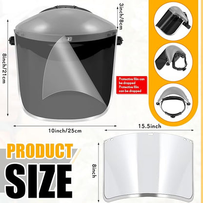 Amylove Safety Tinted Face Shield for Grind and Cutting Lightweight Protective Masks with Clear Replacement Guard Mask(Classic Style,Gray, Black, Clear,2 Pcs)