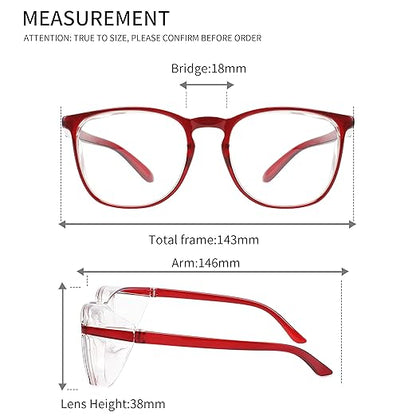 Alsenor Safety Glasses Anti Fog Goggles Protective Eyewear Blue Light Blocking Anti Dust UV Protection Glasses For Men Women (Red)