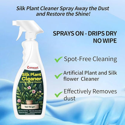 comeast Silk Plant Cleaner Spray No Wipe, Artificial Plant Cleaner and Silk Flower Cleaner Spray, Silk Flower Cleaner Spray No Wipe Spray Away Dust Remover, Drips Dry Faux Plant Spot16.91 Fl oz