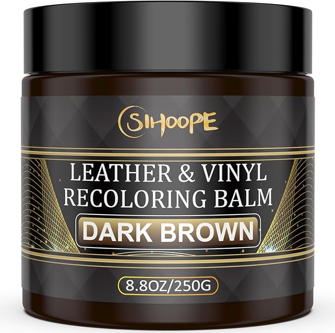 SIHOOPE 2025 New Advanced Leather Recoloring Balm,Dark Brown Leather Repair Kit for Furniture,Leather Dye Filler,Leather Color Restorer for Couches,Leather Scratch Remover for Car Interior
