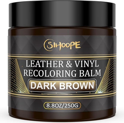 SIHOOPE 2025 New Advanced Leather Recoloring Balm,Dark Brown Leather Repair Kit for Furniture,Leather Dye Filler,Leather Color Restorer for Couches,Leather Scratch Remover for Car Interior