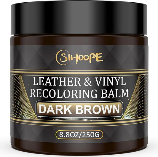 SIHOOPE 2025 New Advanced Leather Recoloring Balm,Dark Brown Leather Repair Kit for Furniture,Leather Dye Filler,Leather Color Restorer for Couches,Leather Scratch Remover for Car Interior