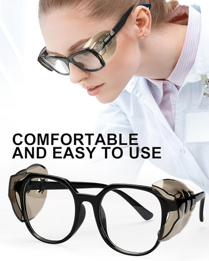 YunTuo 2/4 Pairs Eye Glasses Side Shields for Prescription Glasses - Fits Small to Medium Eyeglasses (4, Brown)