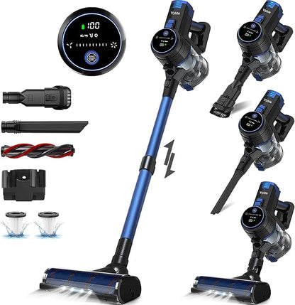 VYKLO V8 Cordless Vacuum Cleaner, Powerful Suction Stick Vacuum, 55Mins Runtime, Wireless Lightweight Handheld Vacuum Cleaner for Home, Hardwood Floor, Carpet, Car, Pet Hair Cleaning (Blue)