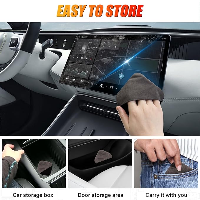 SuperKaKa Car Screen Cleaner- Vehicle Touchscreen Microfiber Cleaning Cloth, Touch Screens Clean Wipes Cars Interior Accessories Universal for Tesla Dashboard Display (Gray)