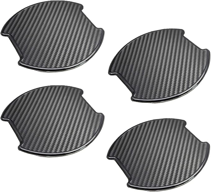 WORCAS 4Pcs Black Carbon Fiber TPU Car Door Handle Cup Protective Stickers Universal Door Handle Cups Scratch Protection Films