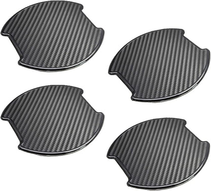 WORCAS 4Pcs Black Carbon Fiber TPU Car Door Handle Cup Protective Stickers Universal Door Handle Cups Scratch Protection Films
