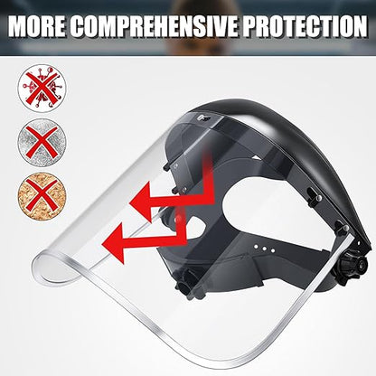 Copkim 3 Pack Safety Face Mask Shield for Grinding Clear Full Face Impact Resistant Safety PET Full Impact Resistant Mask Shield for Work Construction Cutting (0.03 Inch,Black)