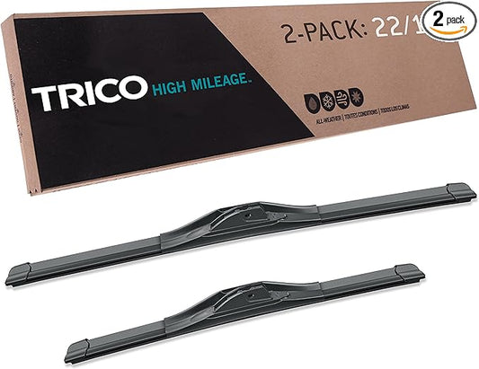 TRICO Solutions™ High Mileage 22 Inch & 17 Inch Pack of 2 High Performance Automotive Replacement Windshield Wiper Blade for Select Toyota, Pontiac and Scion Models (56-2217)
