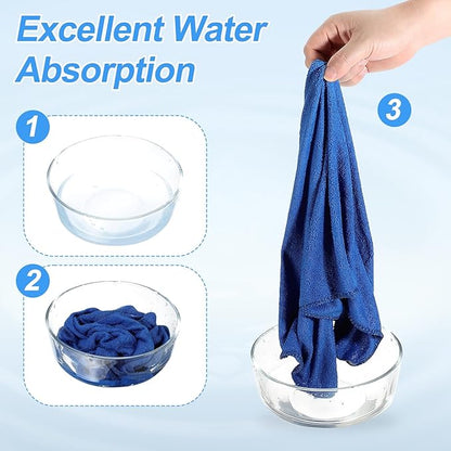 HARFINGTON 6 Pack Microfiber Cleaning Cloth, 24" x 12" Multi-Functional Cleaning Towels Reusable Absorbent Rags for Car Wash Kitchen Household Window Clean, Sapphire Blue