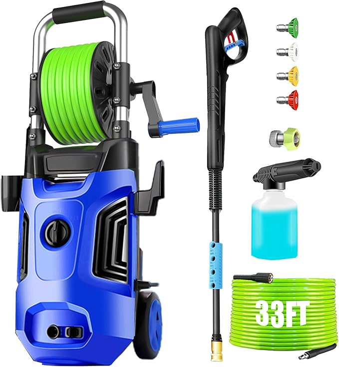 Pressure Washer 4800 PSI Adjustable Pressure, Power Cleaners Powered with 33ft Pressure Hose, 4 Nozzles and 500ml Foam Cannon, Cleaner Machine for Home, Car