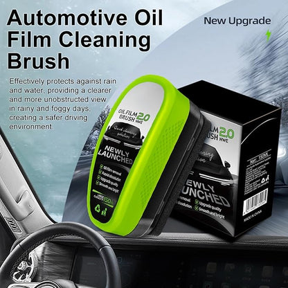 2Pcs Oil-Free Car Glass Brushes, Automotive Oil Film Cleaning Brush for Car Windows, 2025 Upgrade 2.0 Cleaning Doard, 150ml Universal Clearvision Glass Cleaner (2PCS)