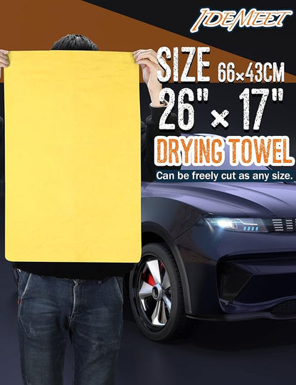 Premium Shammy Towel for Car, Super Absorbent 26""x17"" Large Car Drying Towel, Reusable Soft Car Wash Cloth, Chamois Cloth for Car, Dust Remove, No Scratch/Spot/Streak, Yellow