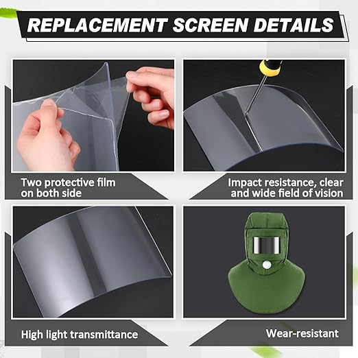 Kingdder 10 Pcs Sandblasting Hood Replacement Lens Clear Face Shield PC Visors Peel off Lens Cover for Painting Dusting Grinding