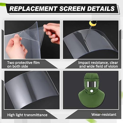 Kingdder 10 Pcs Sandblasting Hood Replacement Lens Clear Face Shield PC Visors Peel off Lens Cover for Painting Dusting Grinding