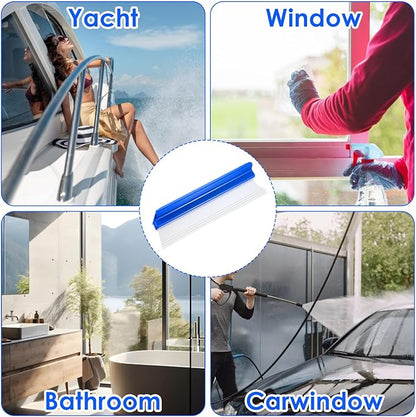 SHENLIU 4 Pack Car Squeegee, 12 inch Flexible Car Water Scraper Tool Silicone Window Squeegee for Cars Window Glass Home Washing & Wiping Glass, Mirror & Shower Doors, Blue
