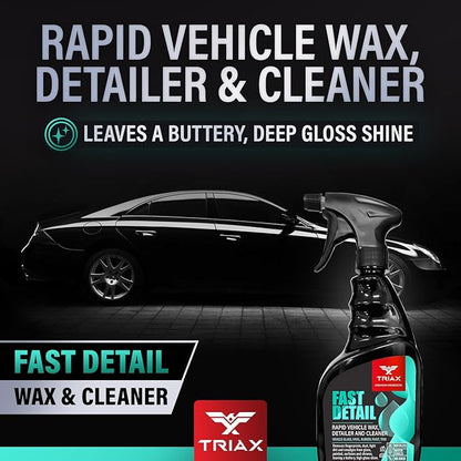 TRIAX Fast Detail Rapid Car Wax and Cleaner, High Gloss Vehicle Detailer for Paint, Glass, Chrome, Rubber, Vinyl, Rims, Plastic Trim, and Bumpers (23 Ounce)
