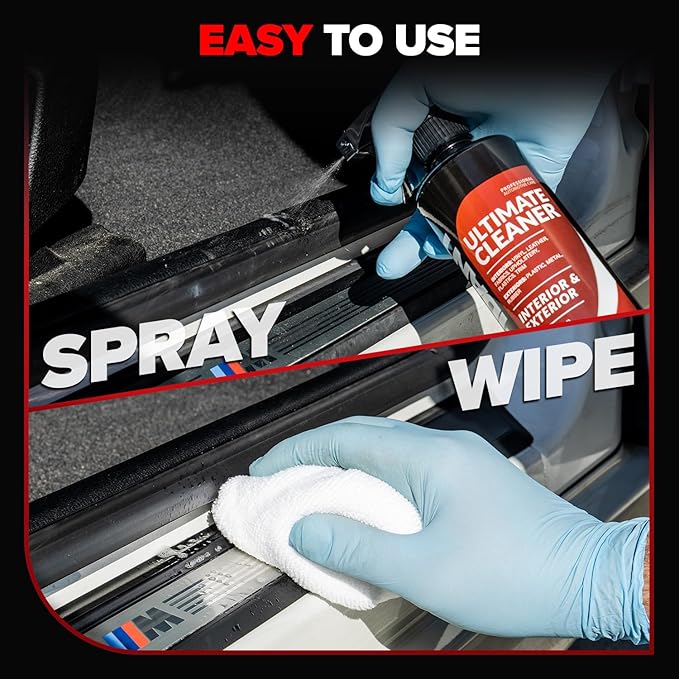 Carfidant Ultimate Cleaner – Car Seat Cleaner & Stain Remover, Upholstery & Interior Cleaner for Fabric/Cloth, Leather, Carpet, Vinyl & Plastic – 18 oz + Microfiber Towel