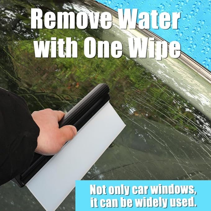 Car Squeegee 12 Inch Flexible T-Bar Water Blade, Car Drying Water Silicone Squeegee for Car, Windshield, Glass, Window, Mirror, Bathroom (Black)
