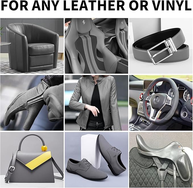 SHADAIWUYU 8.5oz Leather Recoloring Balm with 100ml Mink Oil,Dark Gray Leather Repair kit for Furniture and Car Interior,Leather Couch Scratch Repair,Leather Dye Paint,Mink Oil for Leather