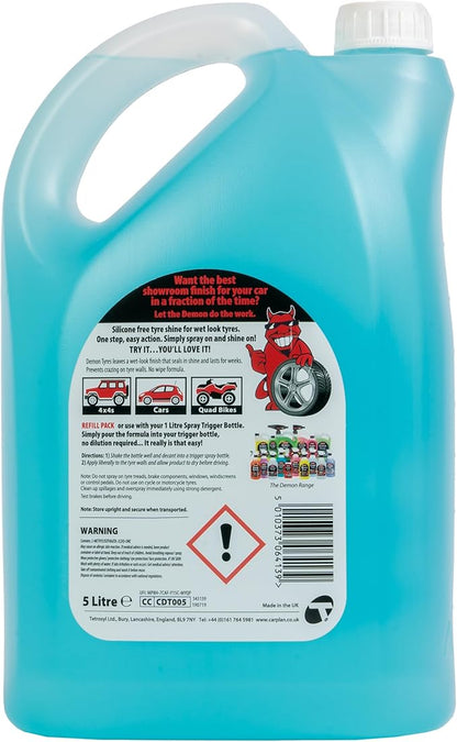 CarPlan Demon Tyres 169 fl Oz (5L) Refill Pack - Wet Look Tyres