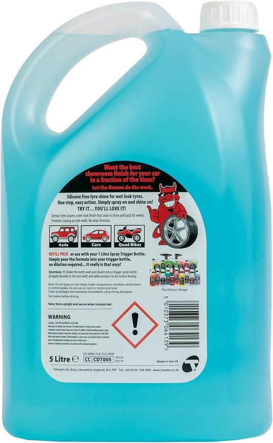 CarPlan Demon Tyres 169 fl Oz (5L) Refill Pack - Wet Look Tyres