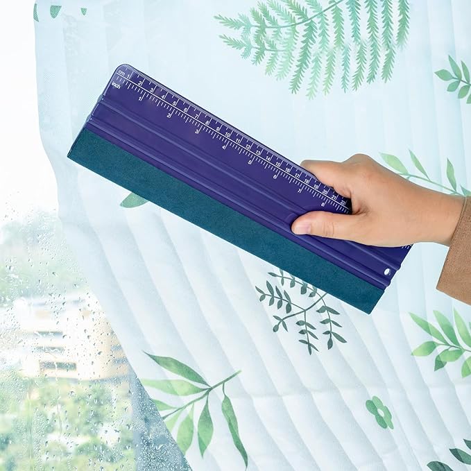 FOSHO Purple Felt Squeegee Vinyl Wrap Tool, Built-in Ruler 12"x3" Scratch-Free Vinyl Scraper for Sticker, Decal, Craft and Wallpaper Application Window Tint Tool