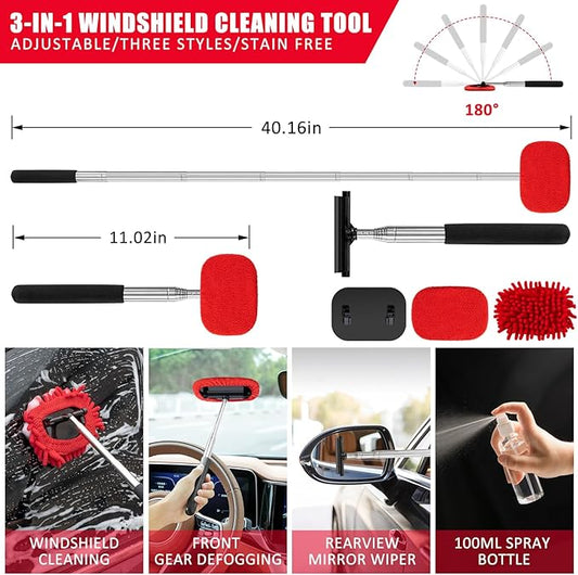 GPUSFAK 45Pcs Car Wash Cleaning Kit with High Power Handheld Vacuum Windshield Cleaning Tool with Side Mirror Squeegee Detailing Brushes Tire Brush Towels Complete Detailing Set for Car