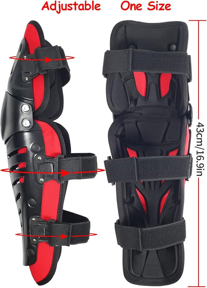 Motorcycle Knee Shin Guards, Long Leg Protection Crash Proof Motorcycle Knee Protection Bendable Adjustable MTB Knee Pads for Men Motocross Gear