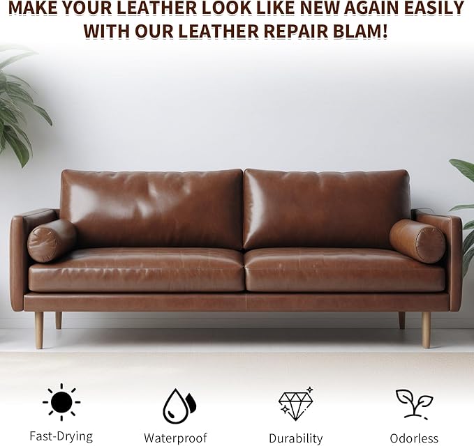 BSCPAM Medium Brown Leather Recoloring Balm,Leather Couch Scratch/Stain Remover,Leather Repair kit for Vinyl Furniture and Car Interior,Leather Dye Paint for Scratched and Faded Leather Couches