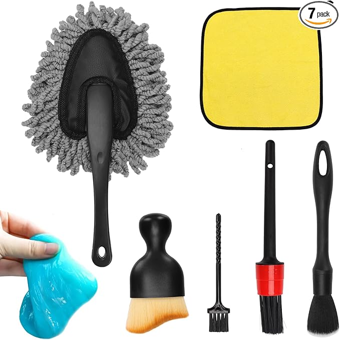 Vidspl Car Interior Duster Detailing Brush Set Cleaning Gel Kit, Soft Microfiber Towels Dash Vent Dusting Car Slime Putty Detailing Brushes Accessories Tools for Car Decoration Auto Truck SUV RV