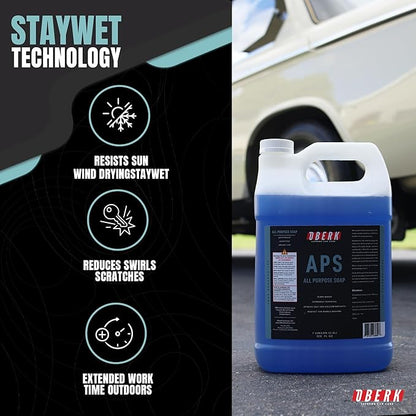 Oberk APS All Purpose Car Wash Soap – Eco-friendly, plant-based shampoo for foam cannon or hand wash. Safe for ceramic coating, interio (APS128)
