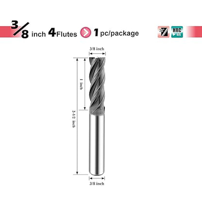 SPEED TIGER Micrograin Carbide Square End Mill - 4 Flute - ISE3/8 4T (1 Piece, 3/8") - for Milling Alloy Steels, Hardened Steel, Metal & More – Mill Bits Sets for DIYers & Professionals