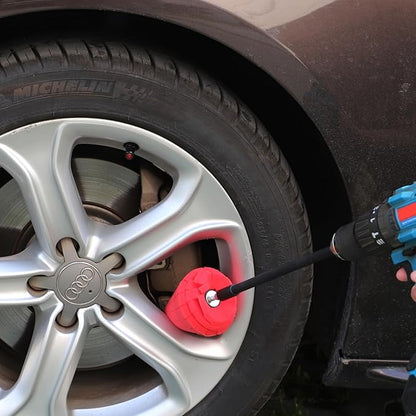 SPTA Metal Polishing Tool, Auto Cone Metal Polish Buffing Polishing Ball, Drill Buffing Sponge Pads Buffing Wheel for Drill Foam, Sponge Buffing for Automotive Car Wheel Hub Care