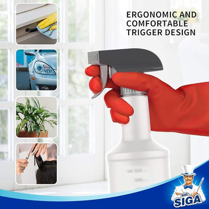 MR.SIGA 24 oz Empty Plastic Spray Bottles for Cleaning Solutions, Heavy Duty Household Reusable Spray Bottles with Measurements and Adjustable Leak Proof Nozzle, 3 Pack