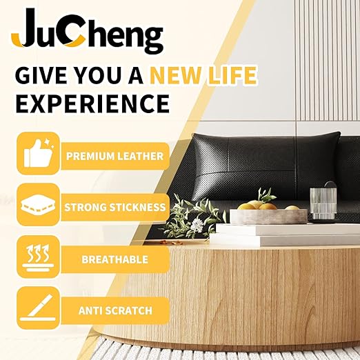 JuCheng Breathable Leather Repair Kit, 20x120inch Perforated Self-Adhesive Leather Repair Patch for Furniture, Cars, Office Chairs (Beige)