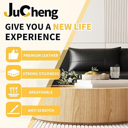 JuCheng Breathable Leather Repair Kit, 20x120inch Perforated Self-Adhesive Leather Repair Patch for Furniture, Cars, Office Chairs (Beige)