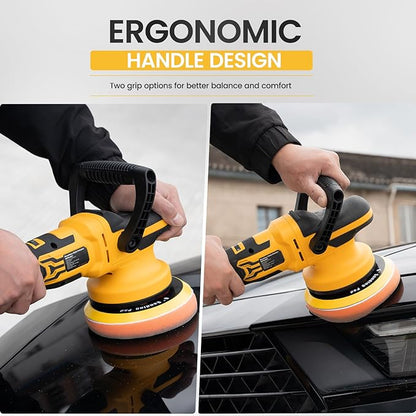 Cordless 6" DA Buffer Polisher Compatible with Dewalt 20V Battery(Tool Only), Brushless, 5500 OPM, 15mm/21mm Orbit, 6-Speed Random Orbital Car Polisher Waxer for Detailing
