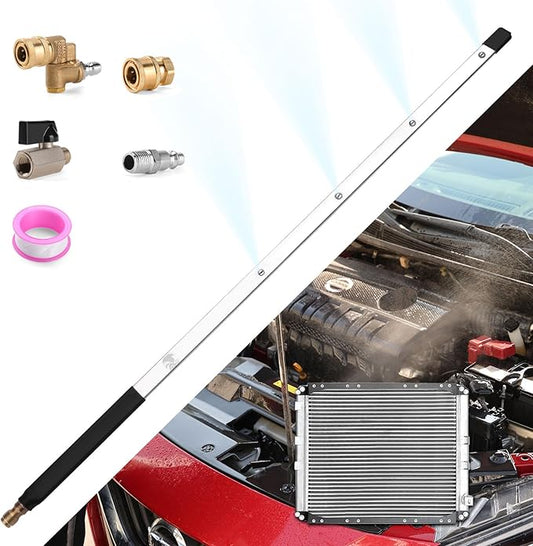 24 Inch Pressure Washer Wand for Car Radiator Cleaning Tools, Dual-Use Radiator Cleaner Wands for Pressure Washer & Pressure Air Pump Flush Car Truck Radiator Power Washer Wand with 4 Nozzle Tips