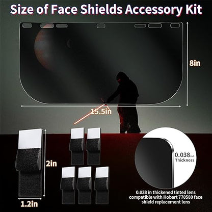 3 Pack Face Shield Replacement Lens, 15.5'' x 8'' Welding Shield Compatible with Hobart 770580, Face Shield for Grinding and Cutting, Tinted Full Face Shield, Star Wars Helmet Face Shield for Cosplay