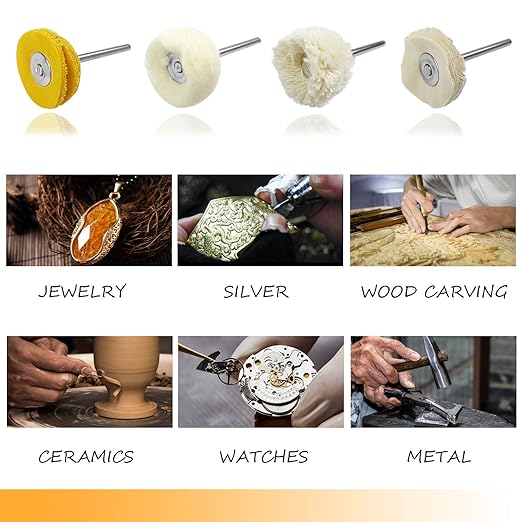 JIALUCONG 10pcs 1/8inch Cotton Polishing Buffing Wheel for Dremel Polishing Kit - Polishing Wheel or Silver Polish Wheel - Watch Polishing Kit - Jewelry Buffer Dremel