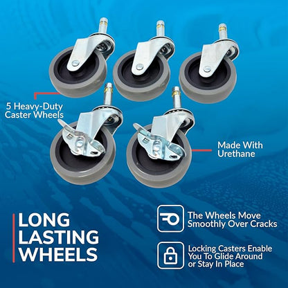 Grit Guard Bucket Dolly with Wheels - Rolling Detailing Wash Bucket with 5 Wheels and 2 Locking Casters Compatible with 2.5, 4, 5 and 6 Gallon Buckets (Red, 3" Grey Casters)